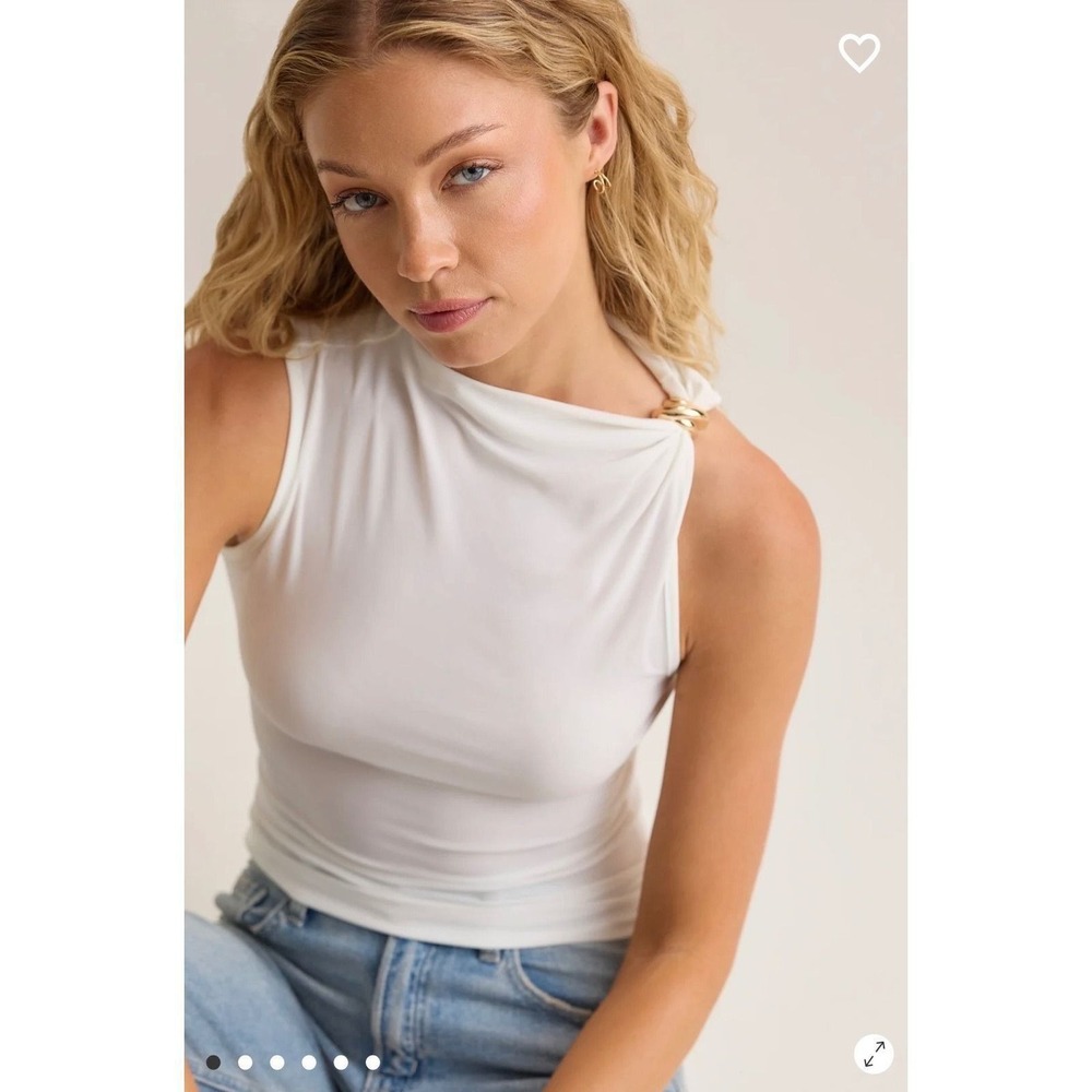 Altar'd State White Asymmetrical Ring Detail Sleeveless Top Size Medium